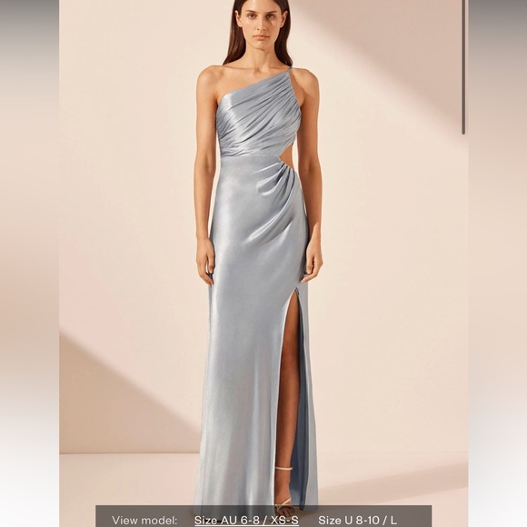 Shona Joy La Lune Asymmetrical Gathered Maxi Dress in Blue Size 2 - Picture 4 of 16